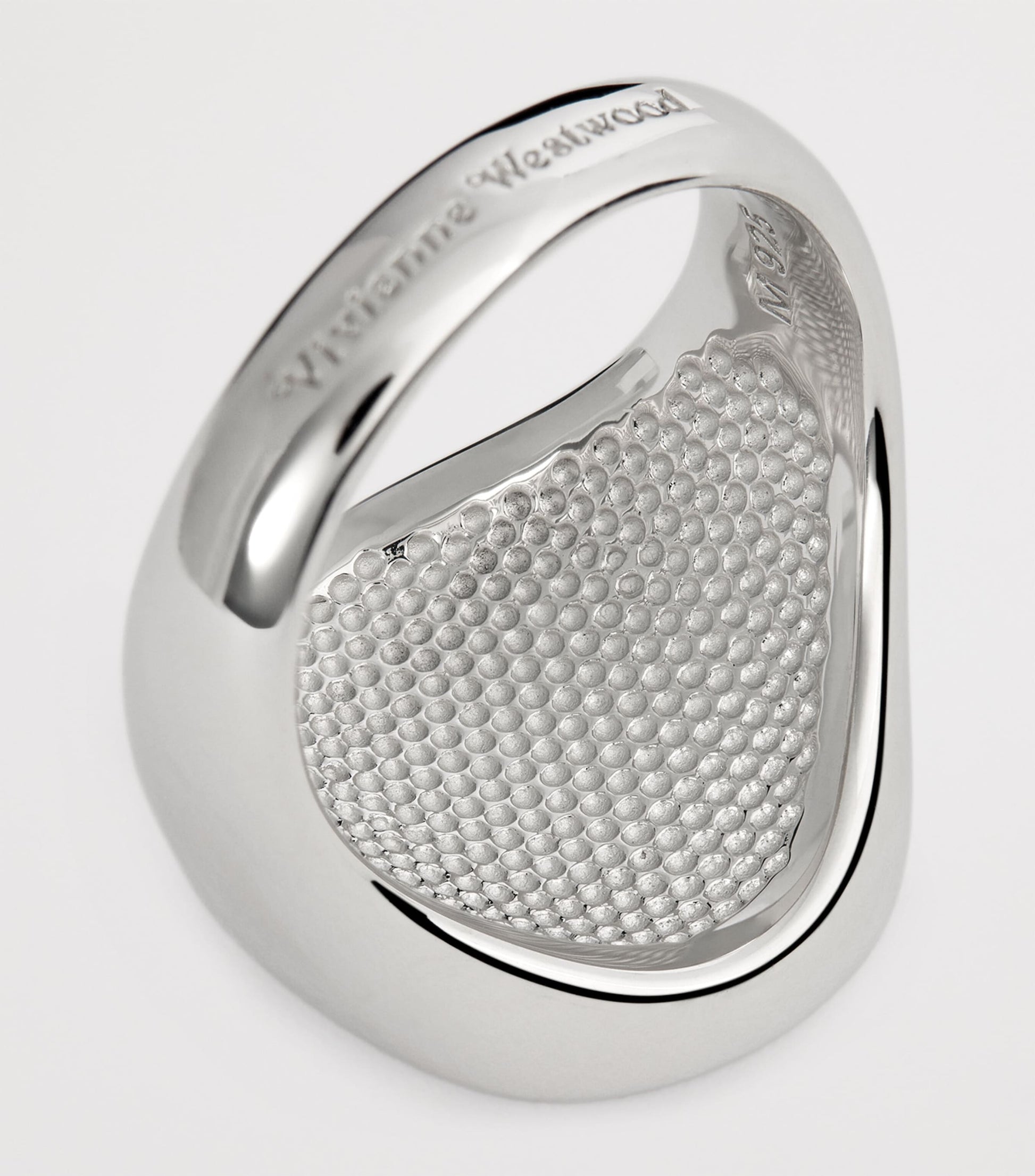 Rhodium-Plated Sterling Silver Orb Signet Ring