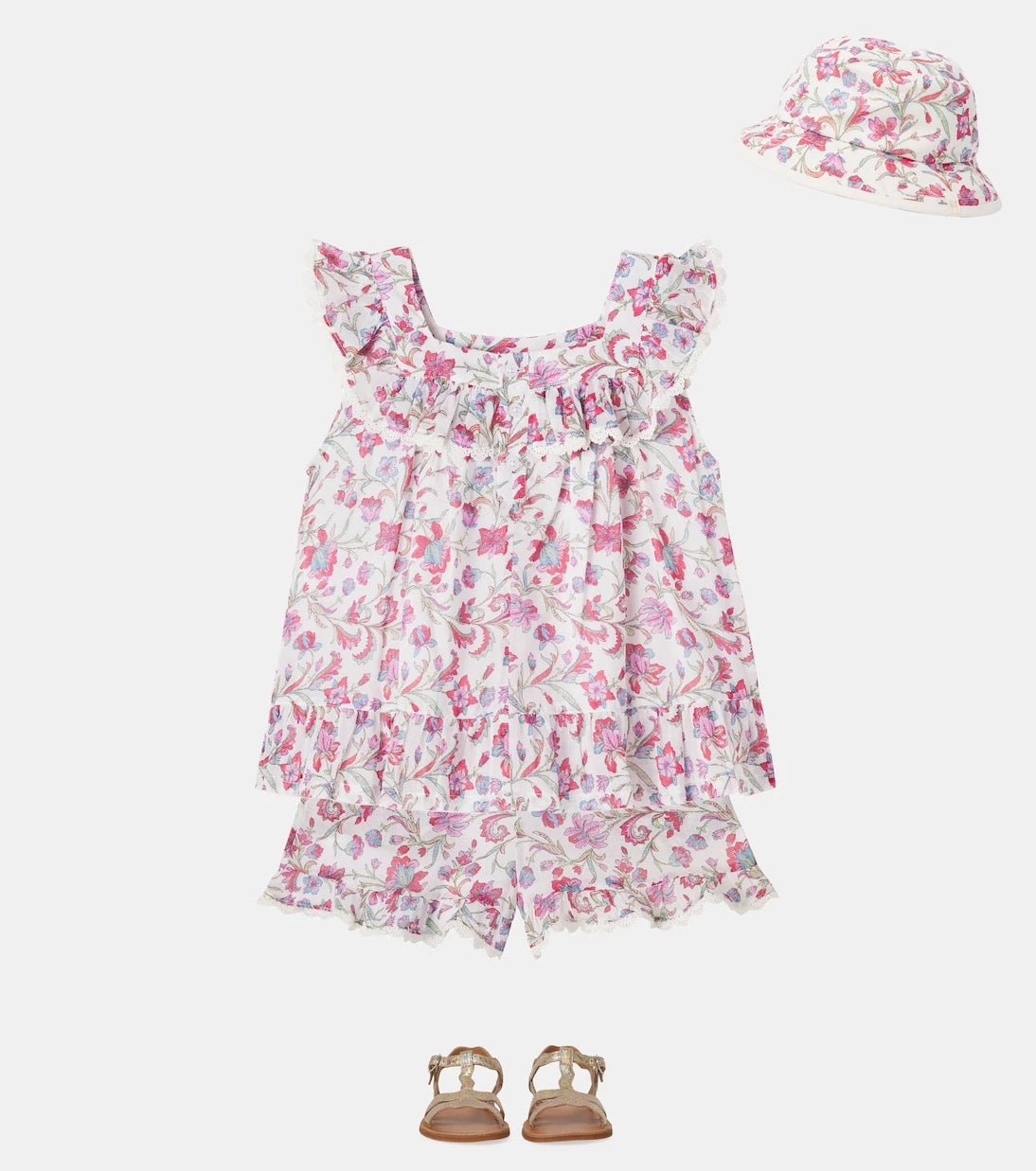 Louise Misha - Floral reversible cotton hat