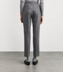 Grey Wool-Cashmere High-Rise Straight Trousers