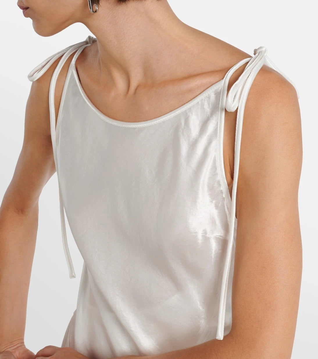Acne Studios - Asymmetric lace-trimmed satin minidress
