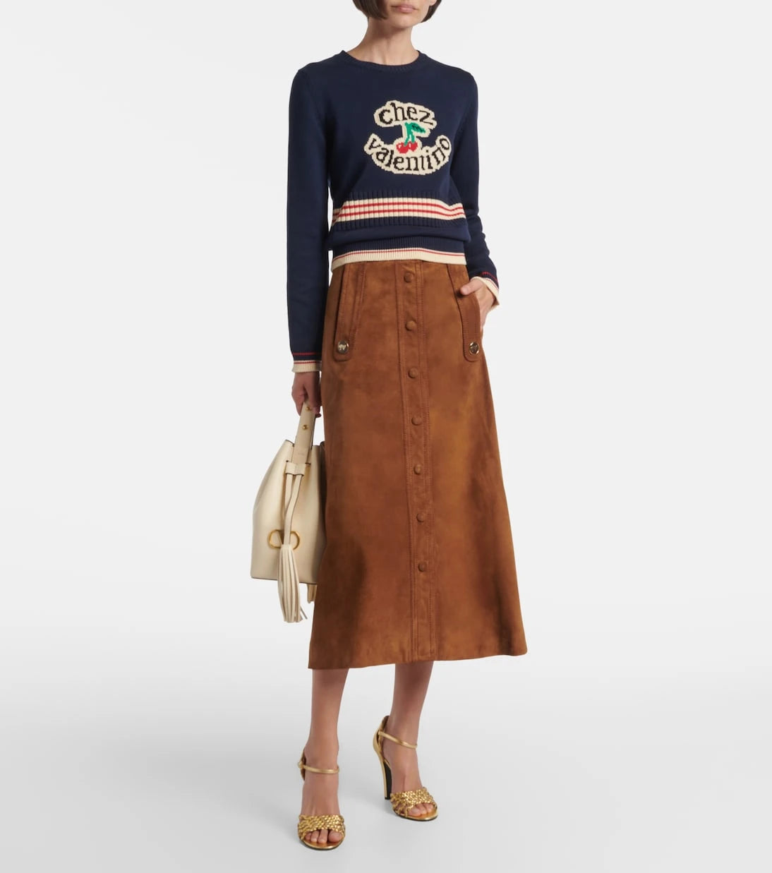 Valentino - Suede midi skirt
