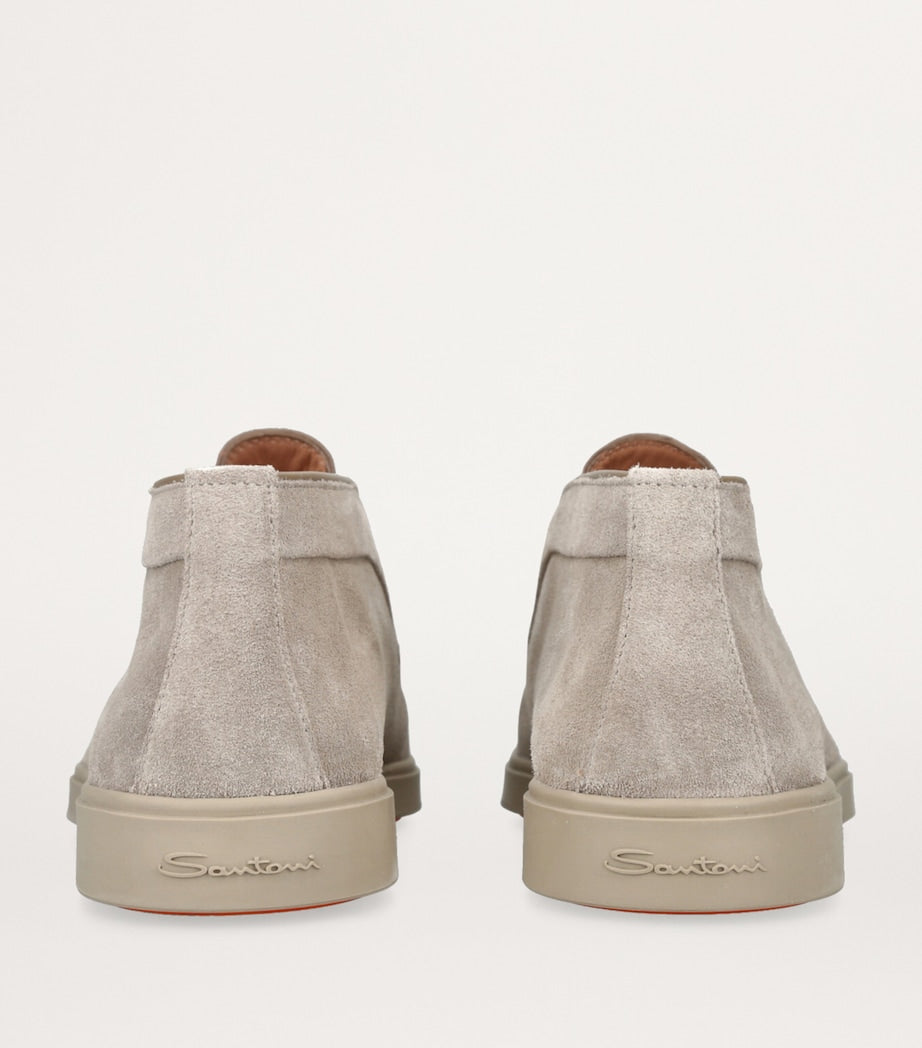 Santoni Grey Suede Andvari Ankle Boots