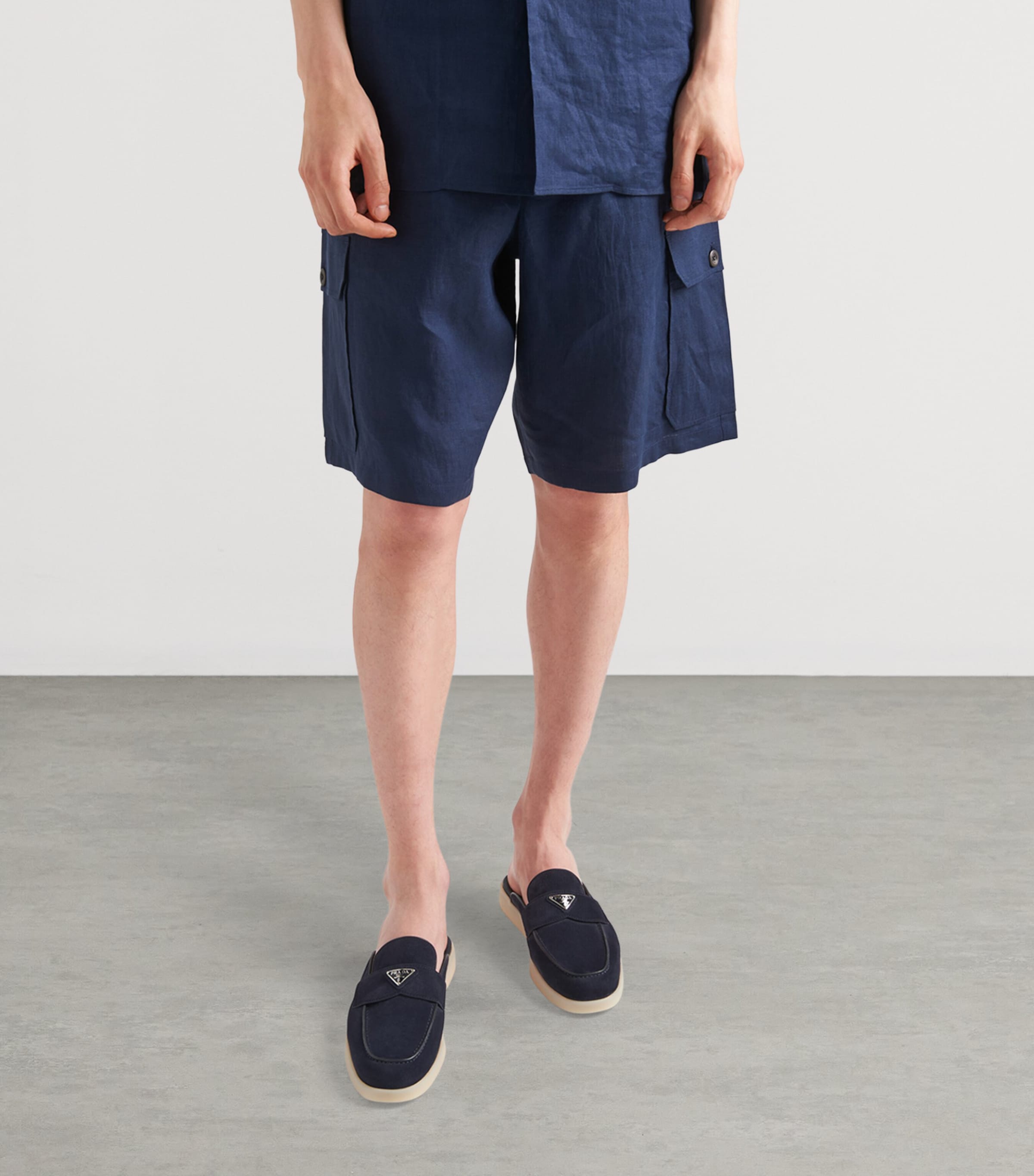 Prada Suede Triangle Mules