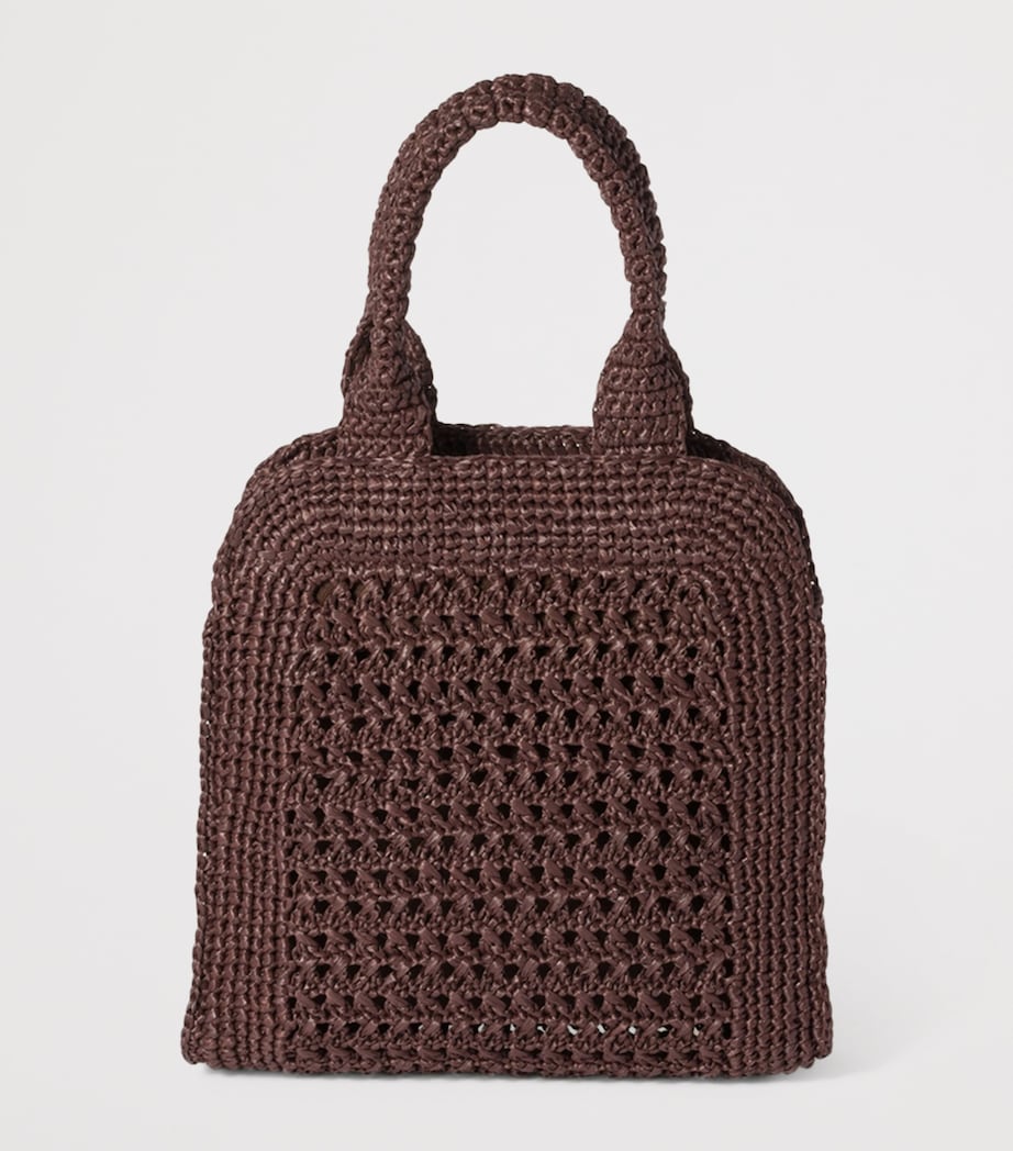 Miu Miu Brown Raffia-Effect Woven Tote Bag