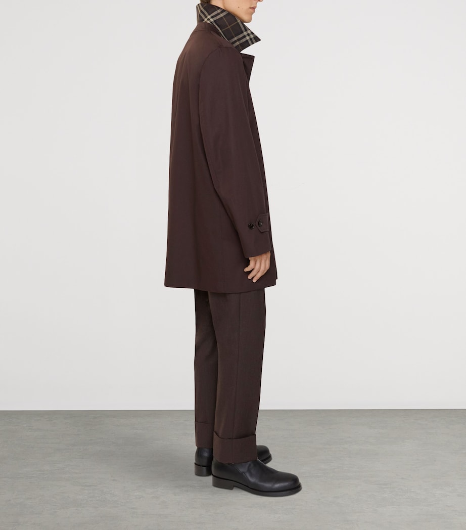 Brown Cotton Gabardine Short Car Coat