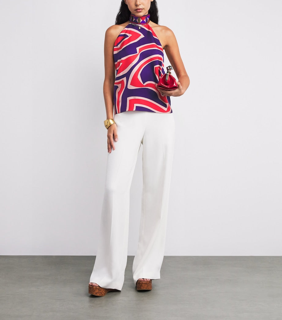 PUCCI Multi Silk Labirinto Print Halterneck Top