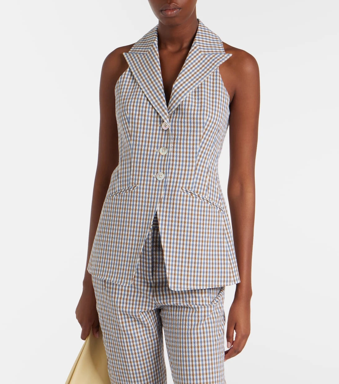 Veronica Beard - Gingham cotton seersucker vest
