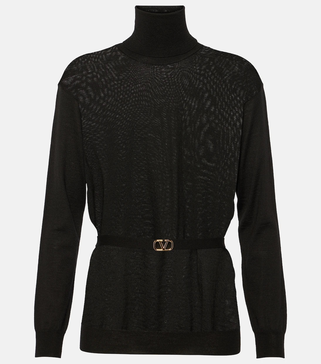 Valentino - Belted virgin wool turtleneck sweater