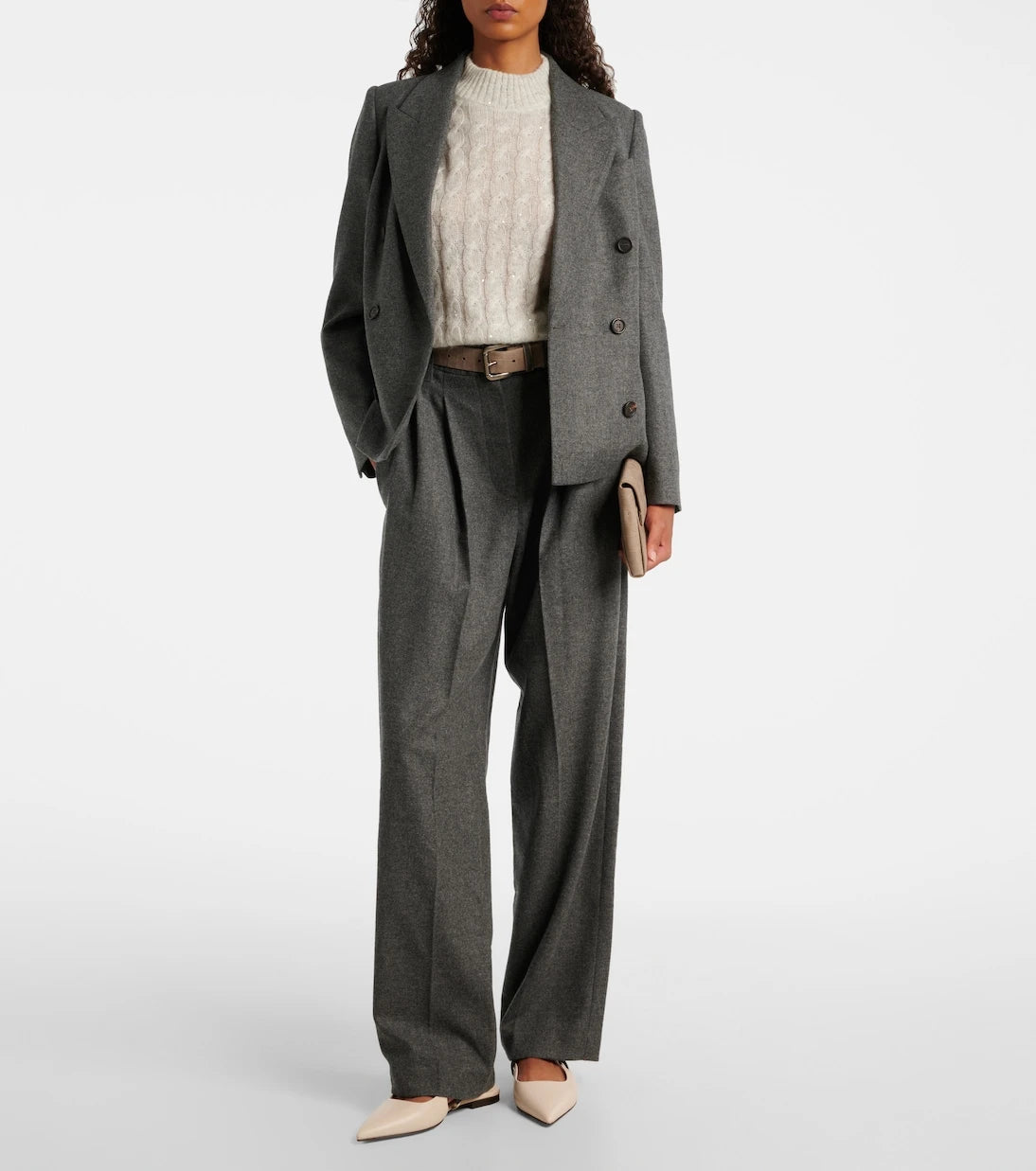 Brunello Cucinelli - Pleated wool and cashmere wide-leg pants
