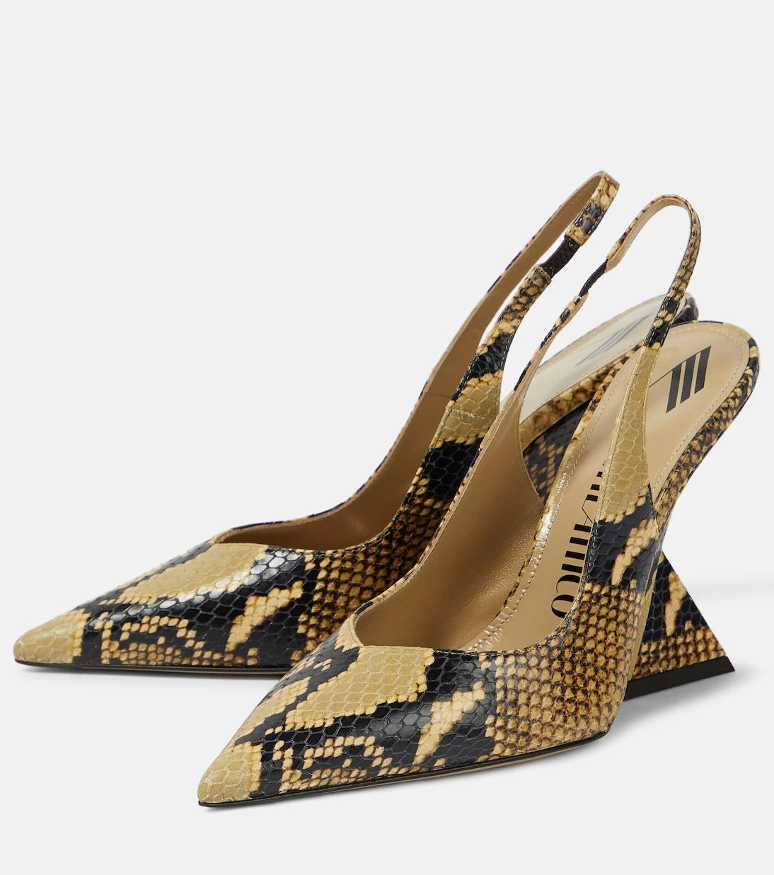 The Attico - Cheope snake-effect leather slingback pumps