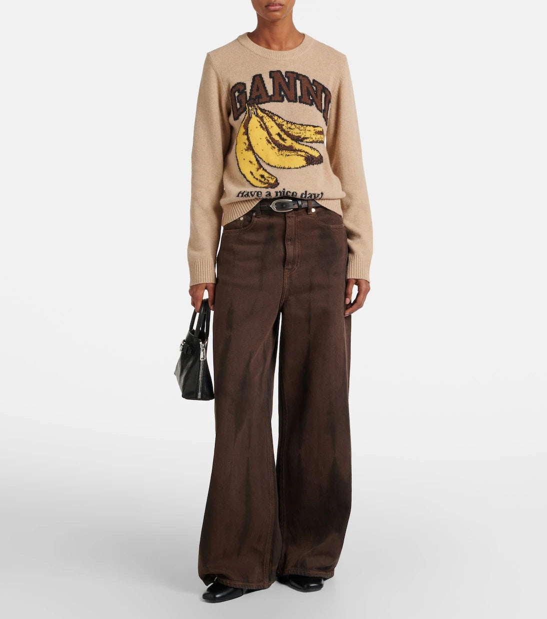 Ganni - Logo intarsia sweater