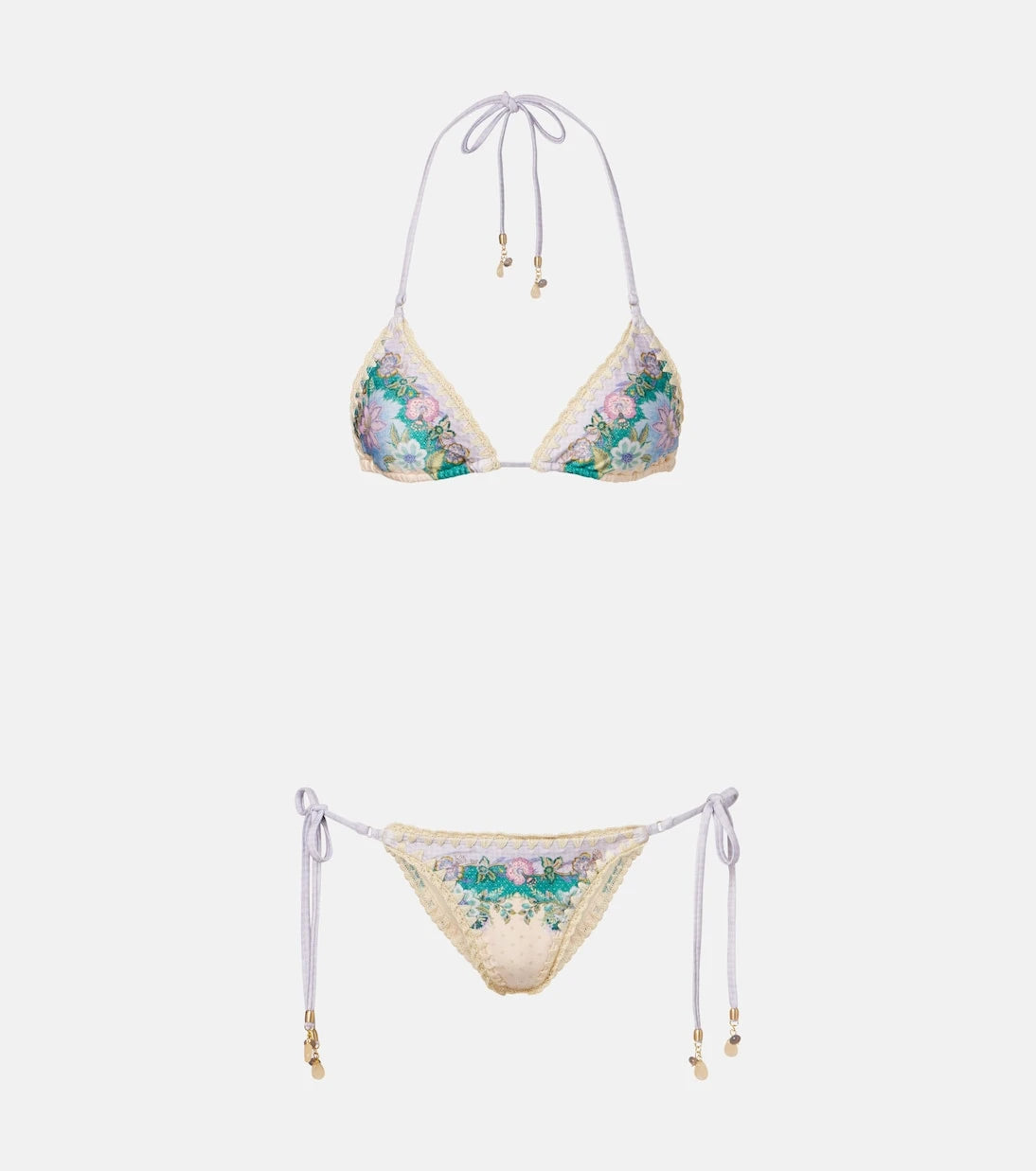 Zimmermann - Indra floral metallic-effect bikini