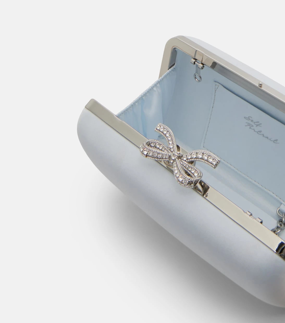 Self-Portrait - Bow embellished satin clutch