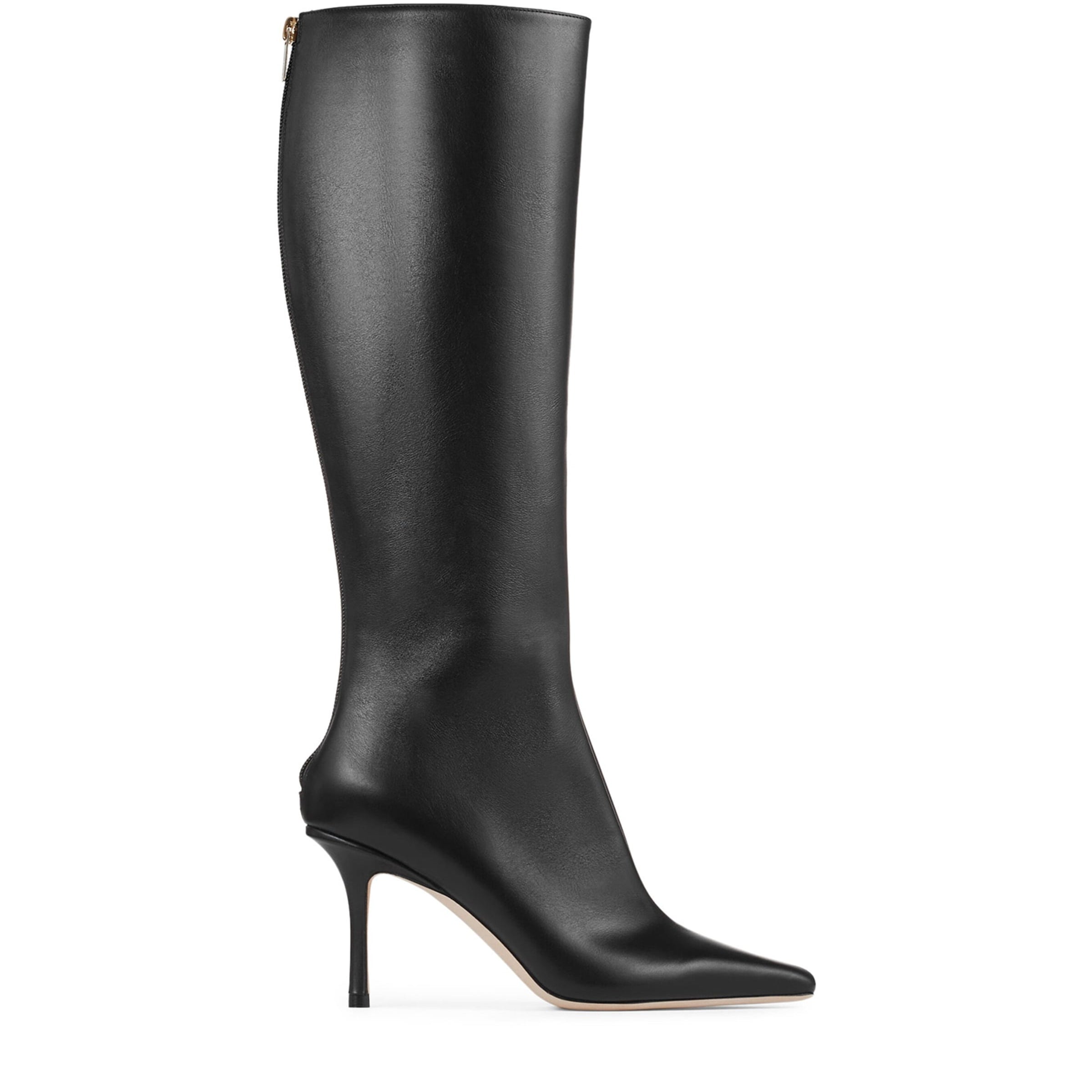 Jimmy Choo Black Agathe 85 Leather Knee-High Boots