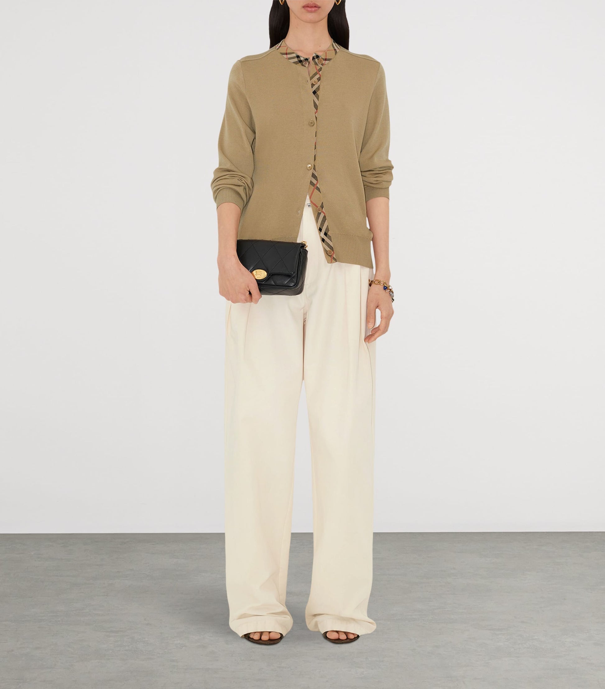 Burberry Black Leather Quilted EKD Clutch Bag