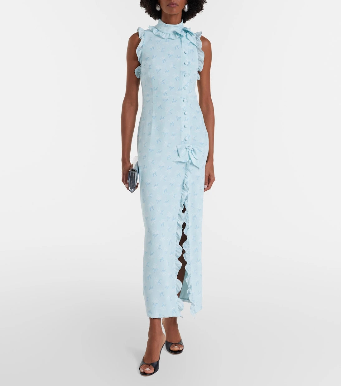 Alessandra Rich - Ruffled bow-detail silk maxi dress
