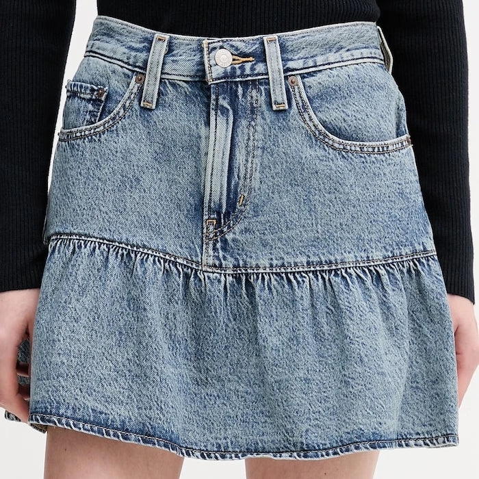 Памучна дънкова пола Levi's FLOUNCE MINI