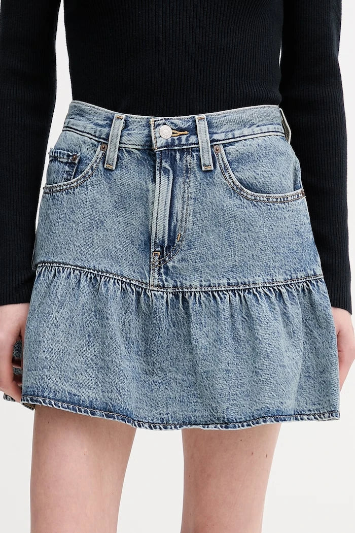 Памучна дънкова пола Levi's FLOUNCE MINI