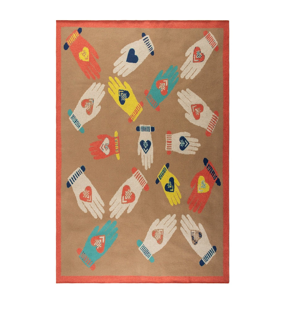 SAVED NY Cashmere Hand and Heart Throw (130cm x 180cm)
