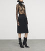 McQueen Black Wool-Blend Midi Skirt