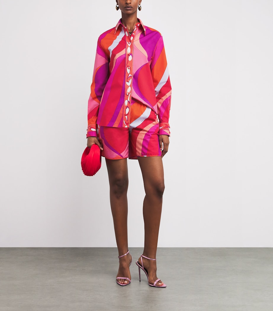 Multi Cotton Marmo Print Shorts