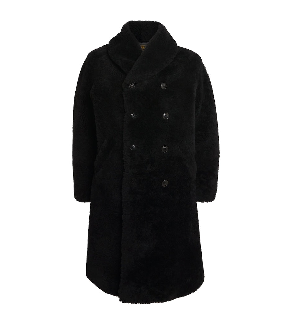 Polo Ralph Lauren Black Shearling Cabot Overcoat