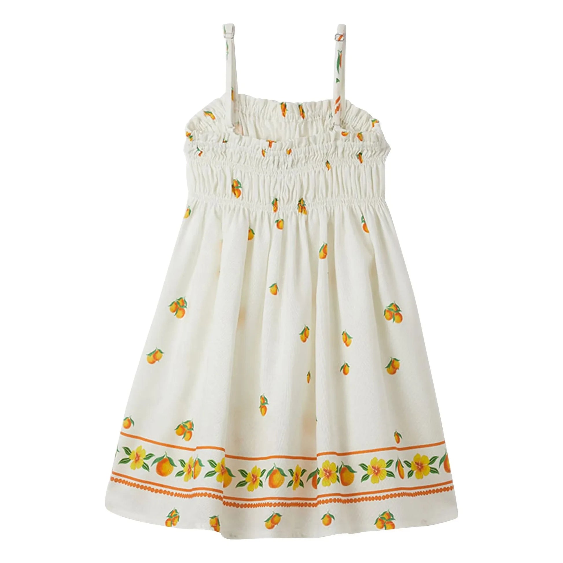 Fabula - Orange Shirred Dress | White