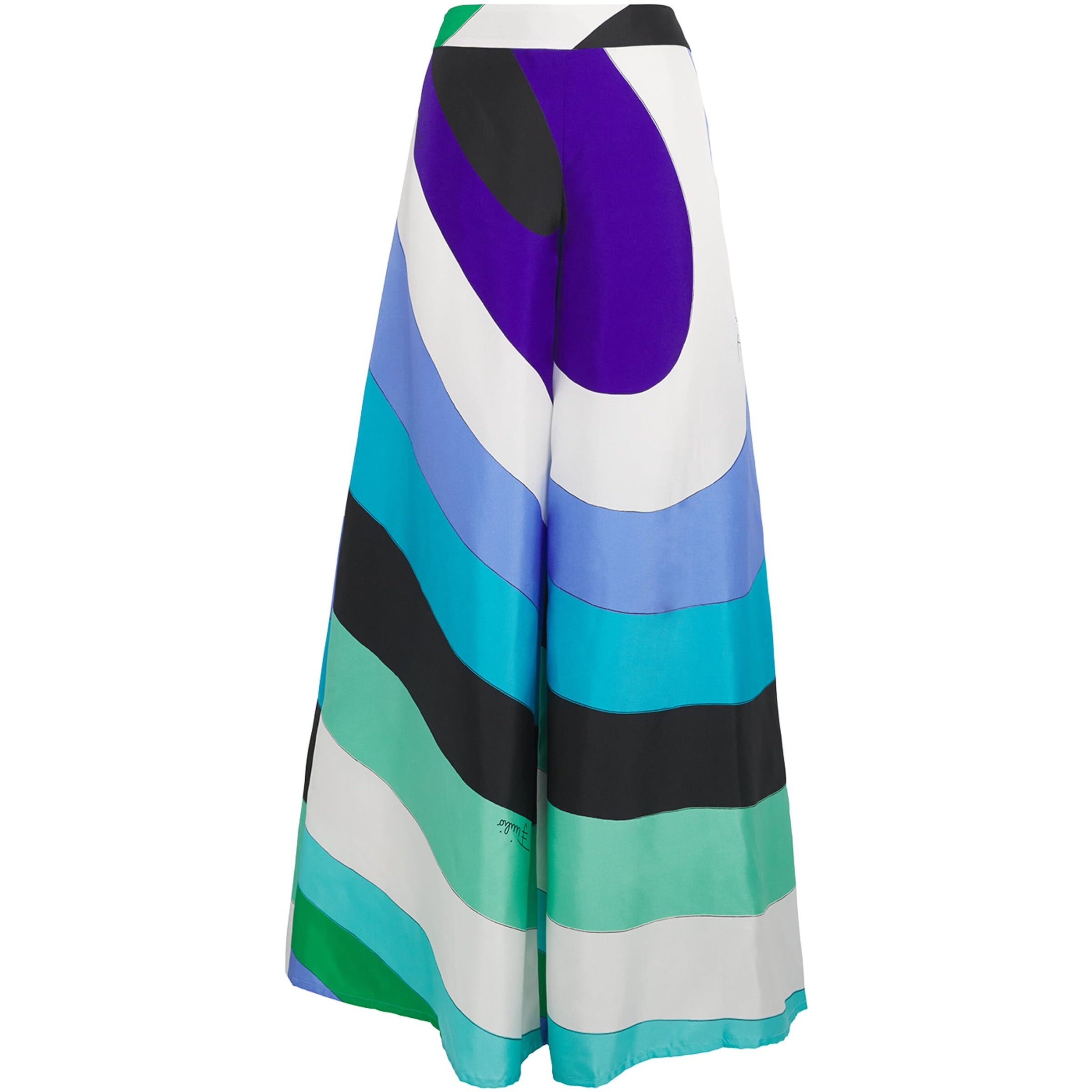 Multi Silk Wide-Leg Trousers