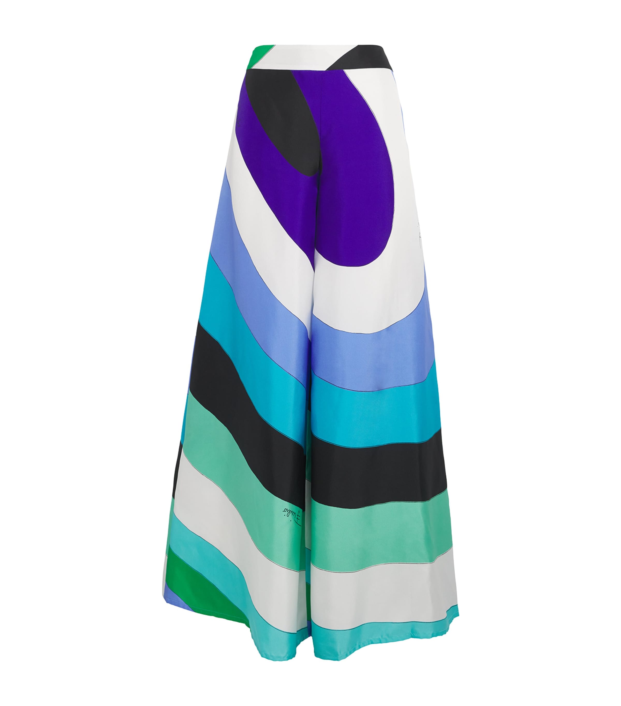 Multi Silk Wide-Leg Trousers