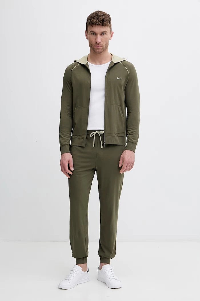 BOSS erkek pamuk ve elastan fermuarlı kapüşonlu sweatshirt Mix&Match Jacket H