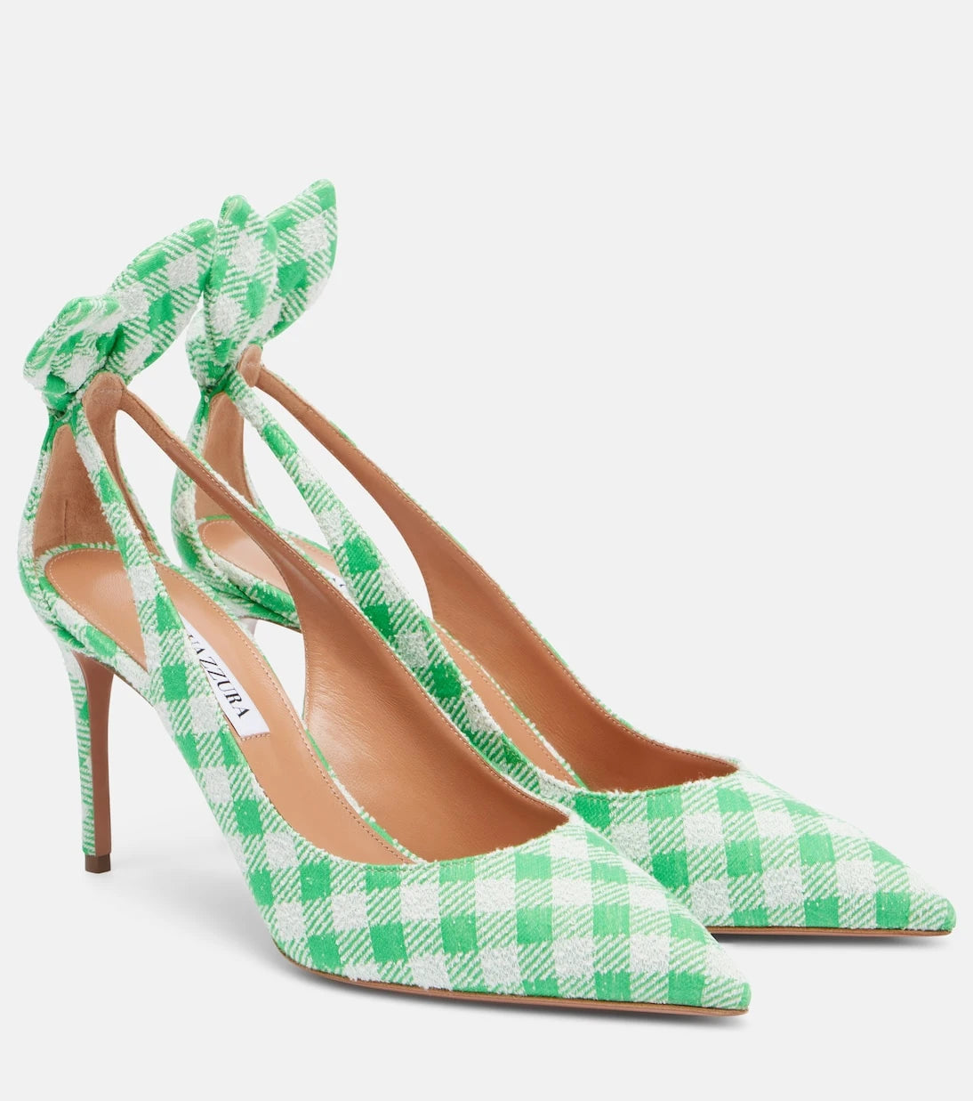 Aquazzura - Bow Tie bow-detail checked pumps
