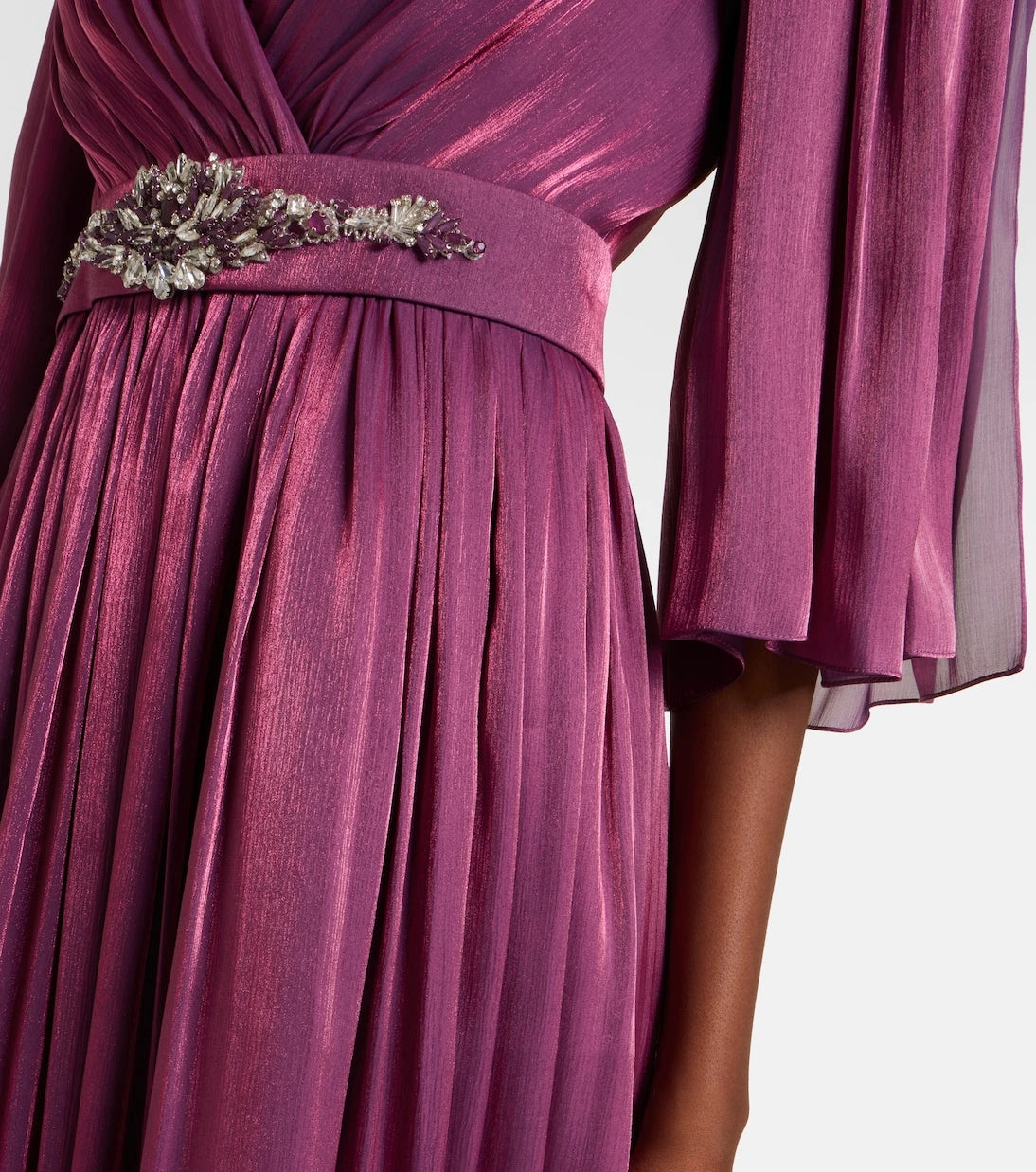 Costarellos - Embellished Lurex georgette gown