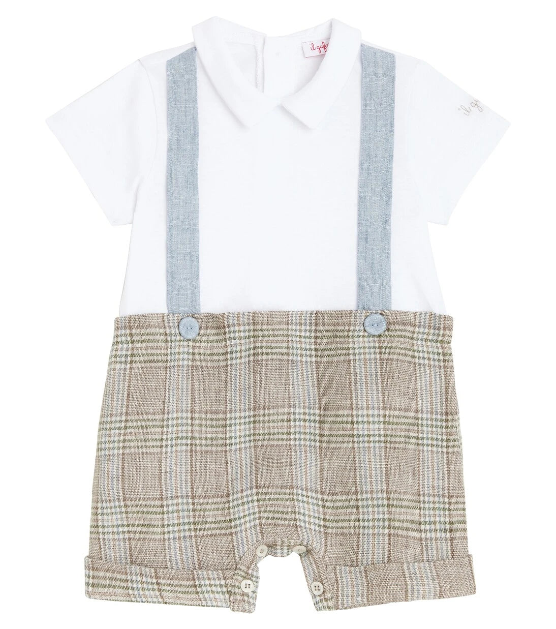 Il Gufo - Baby checked jersey playsuit