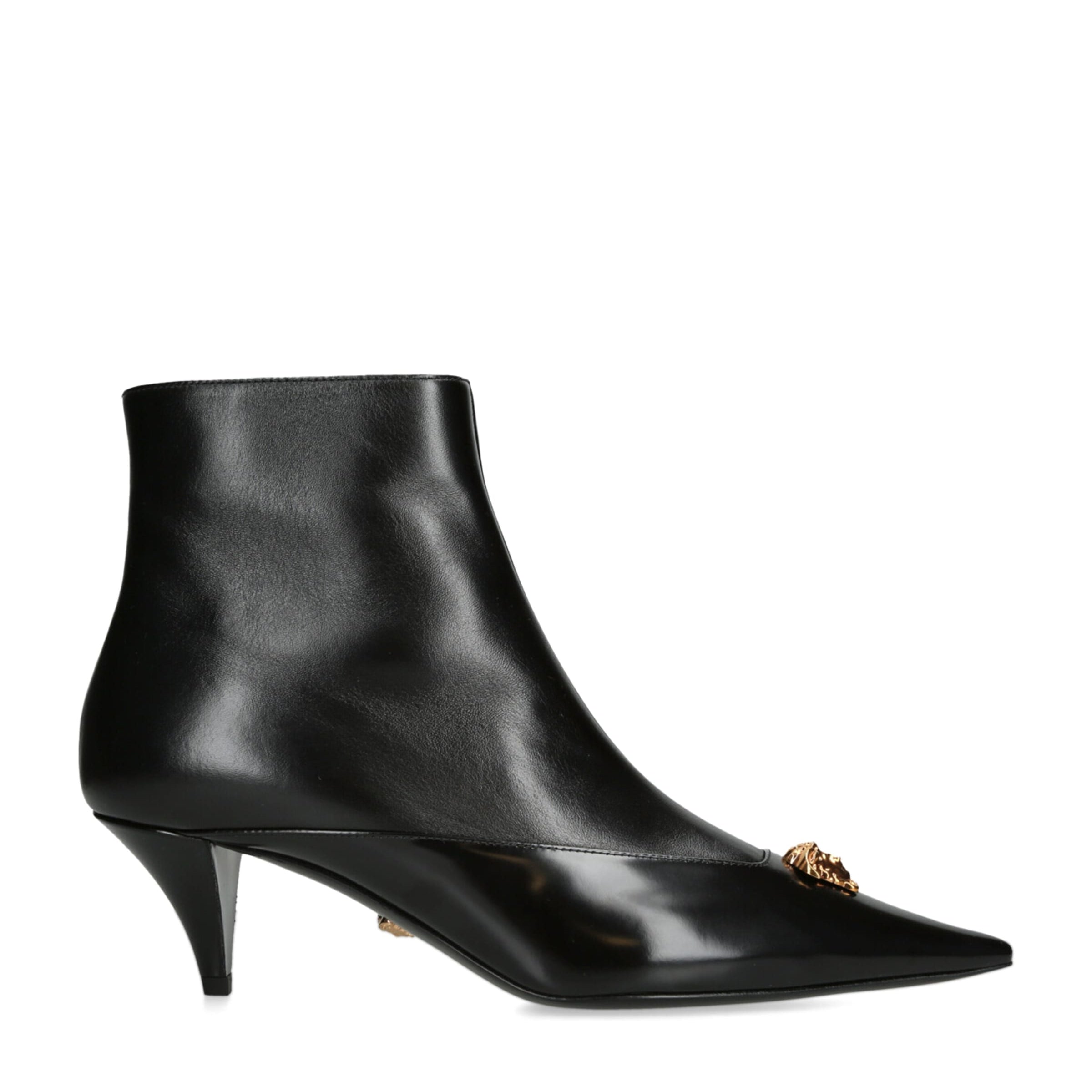 Versace Black Leather La Medusa Ankle Boots 55