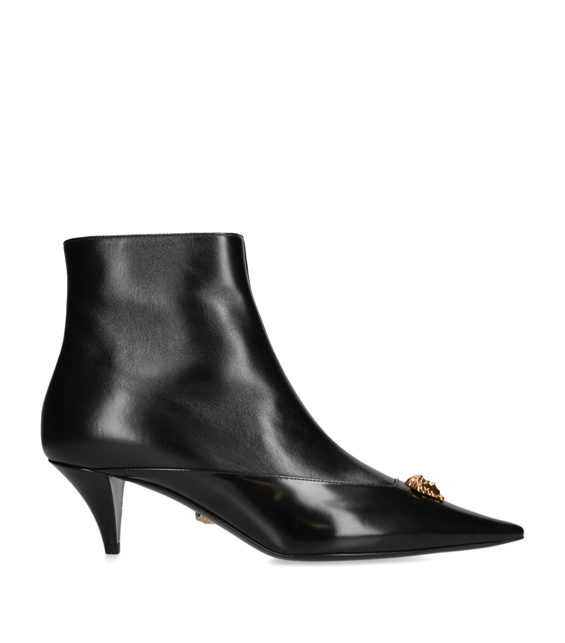 Versace Black Leather La Medusa Ankle Boots 55