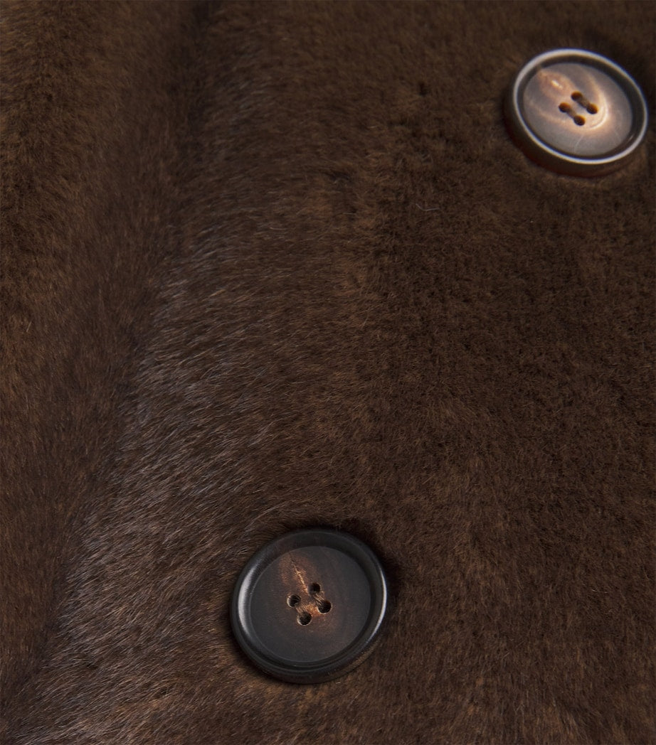 Brown Faux Fur Pea Coat