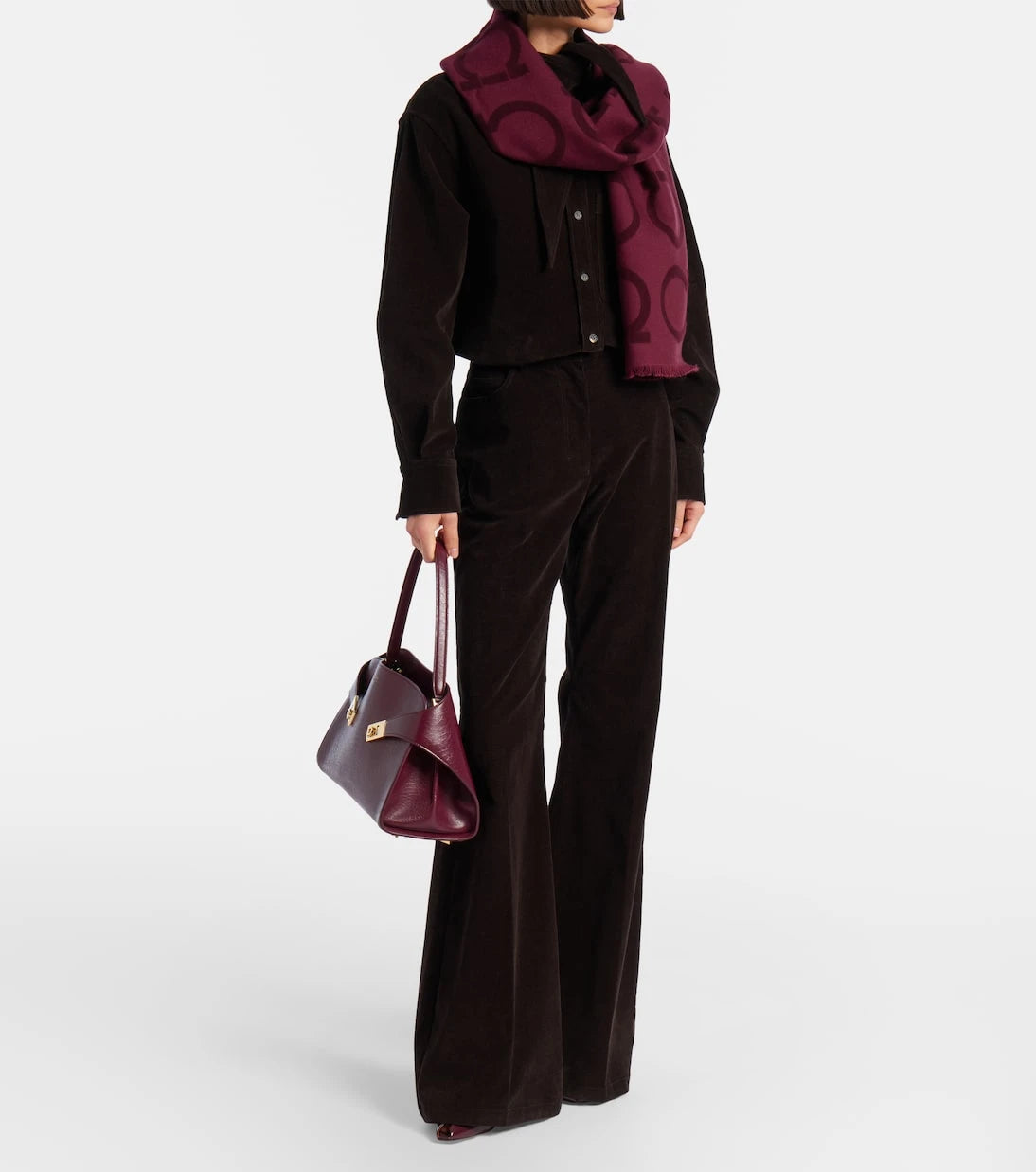 Ferragamo - Gancini wool and silk jacquard scarf