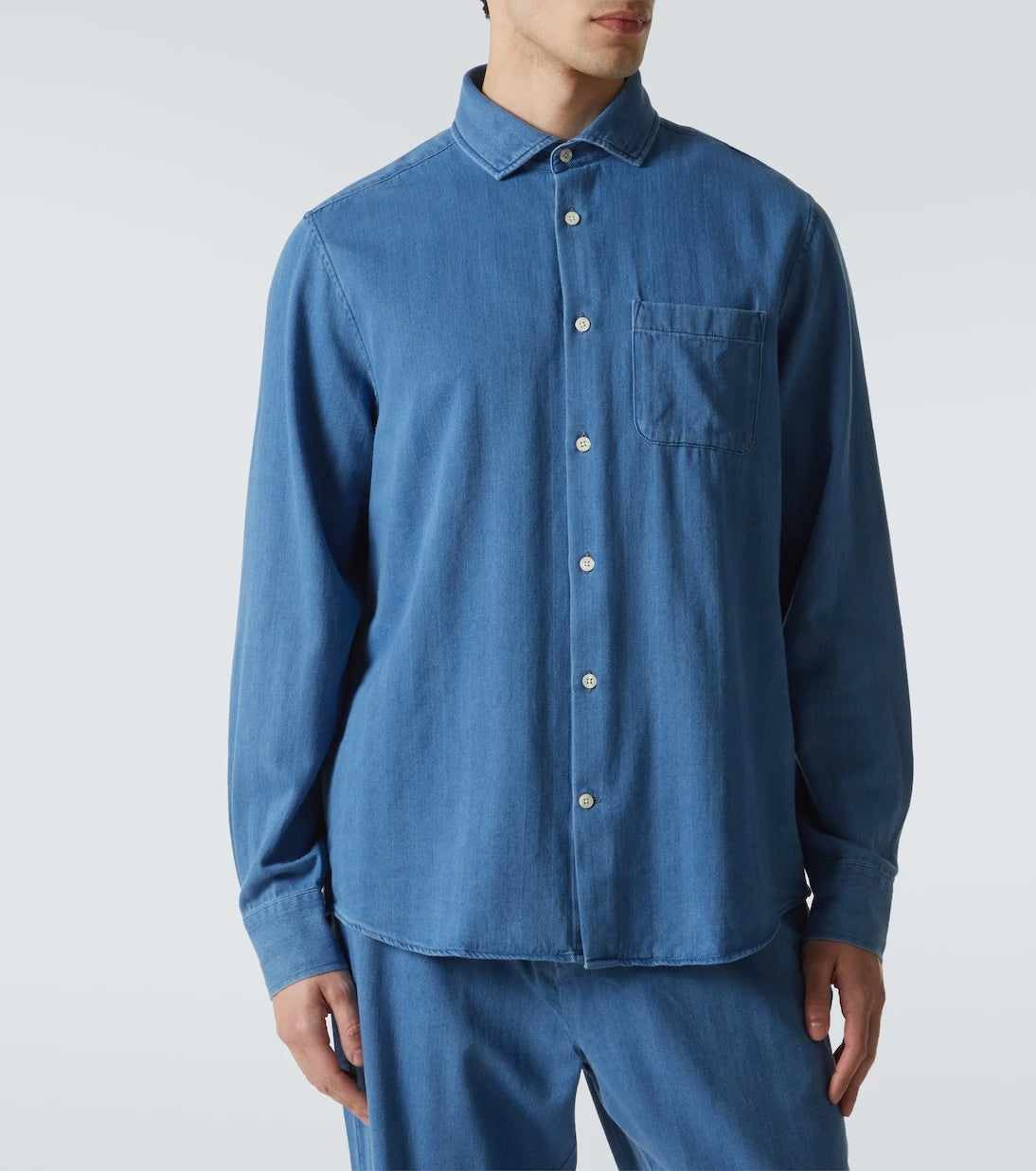Frescobol Carioca - Emilio herringbone denim shirt