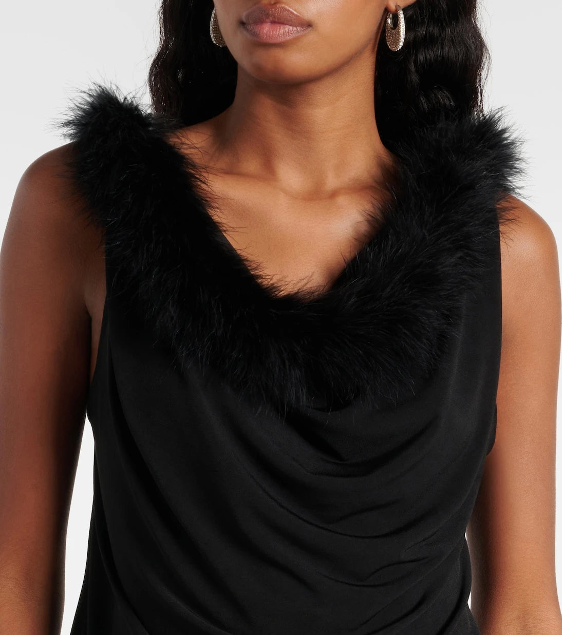 Coperni - Boa feather-trimmed jersey top