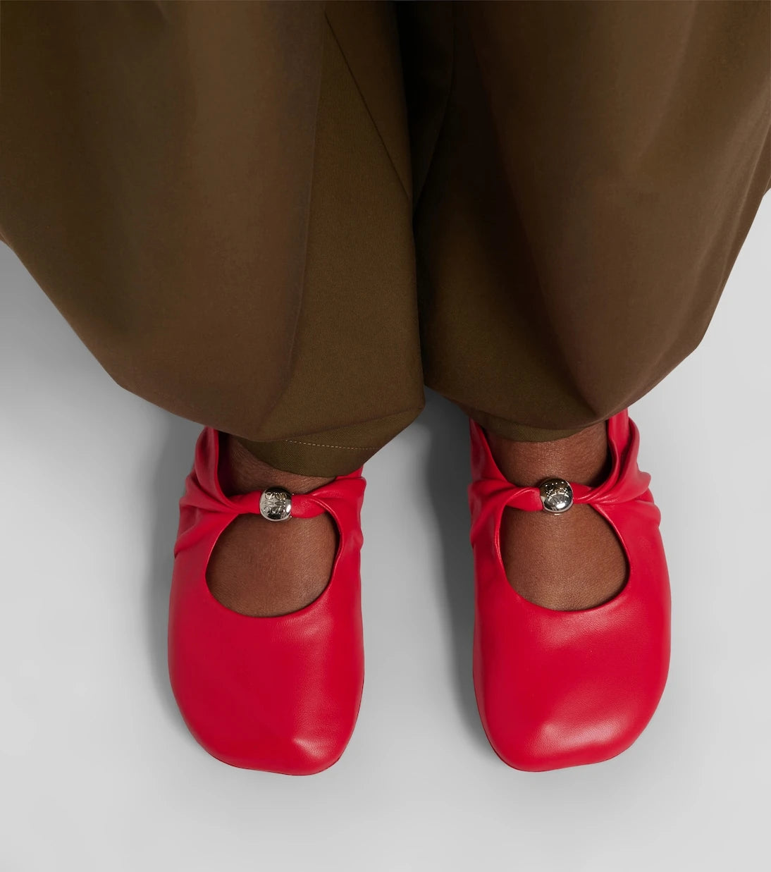 Loewe - Pebble Soft leather Mary Jane flats