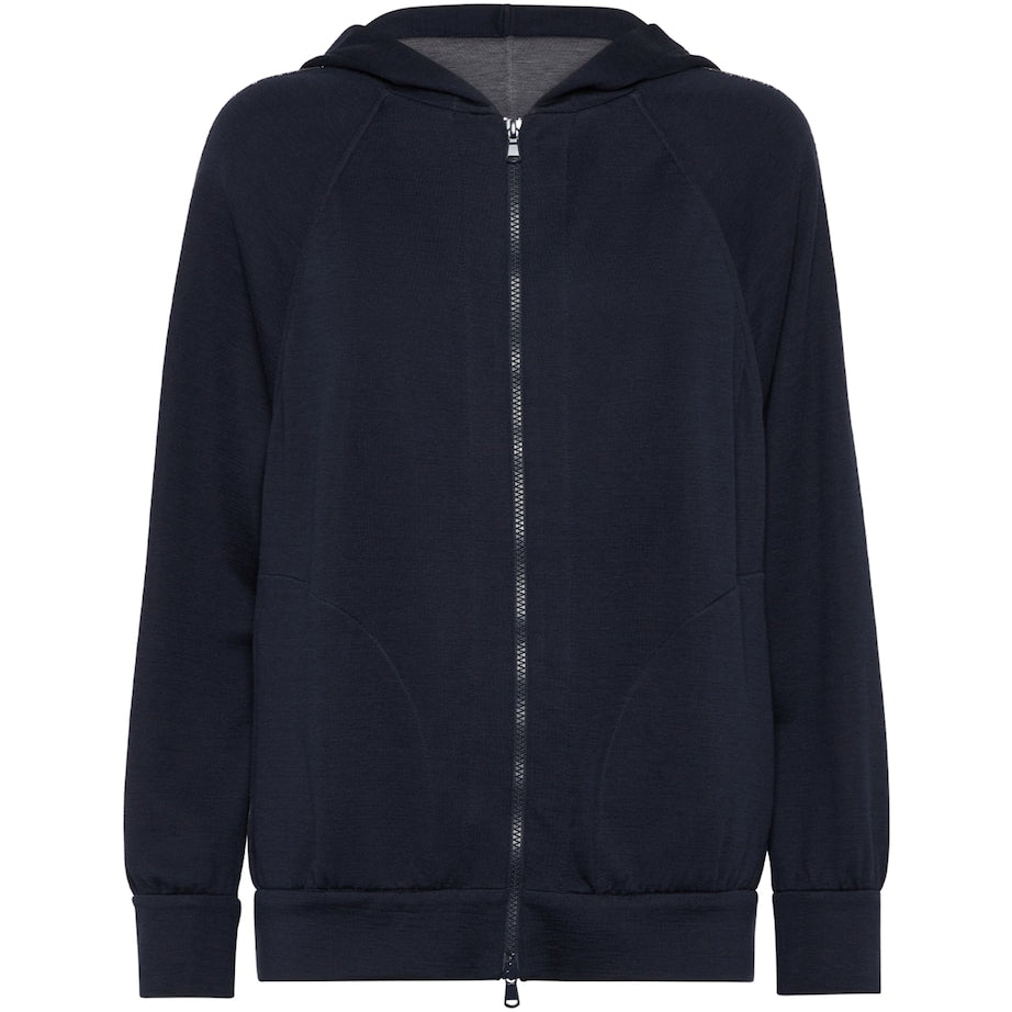 Brunello Cucinelli Blue Cotton-Blend Two-Way Zip Hoodie