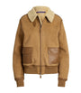 Beige Shearling Bomber Jacket