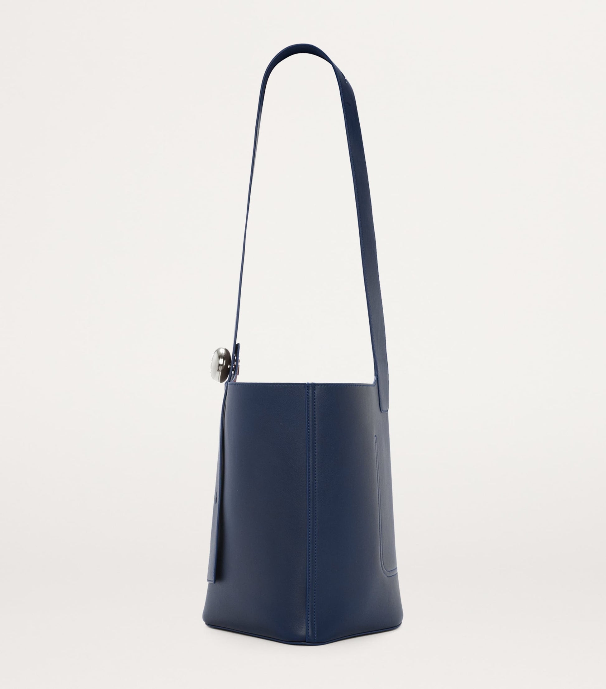 Blue Medium Leather Pebble Bucket Bag