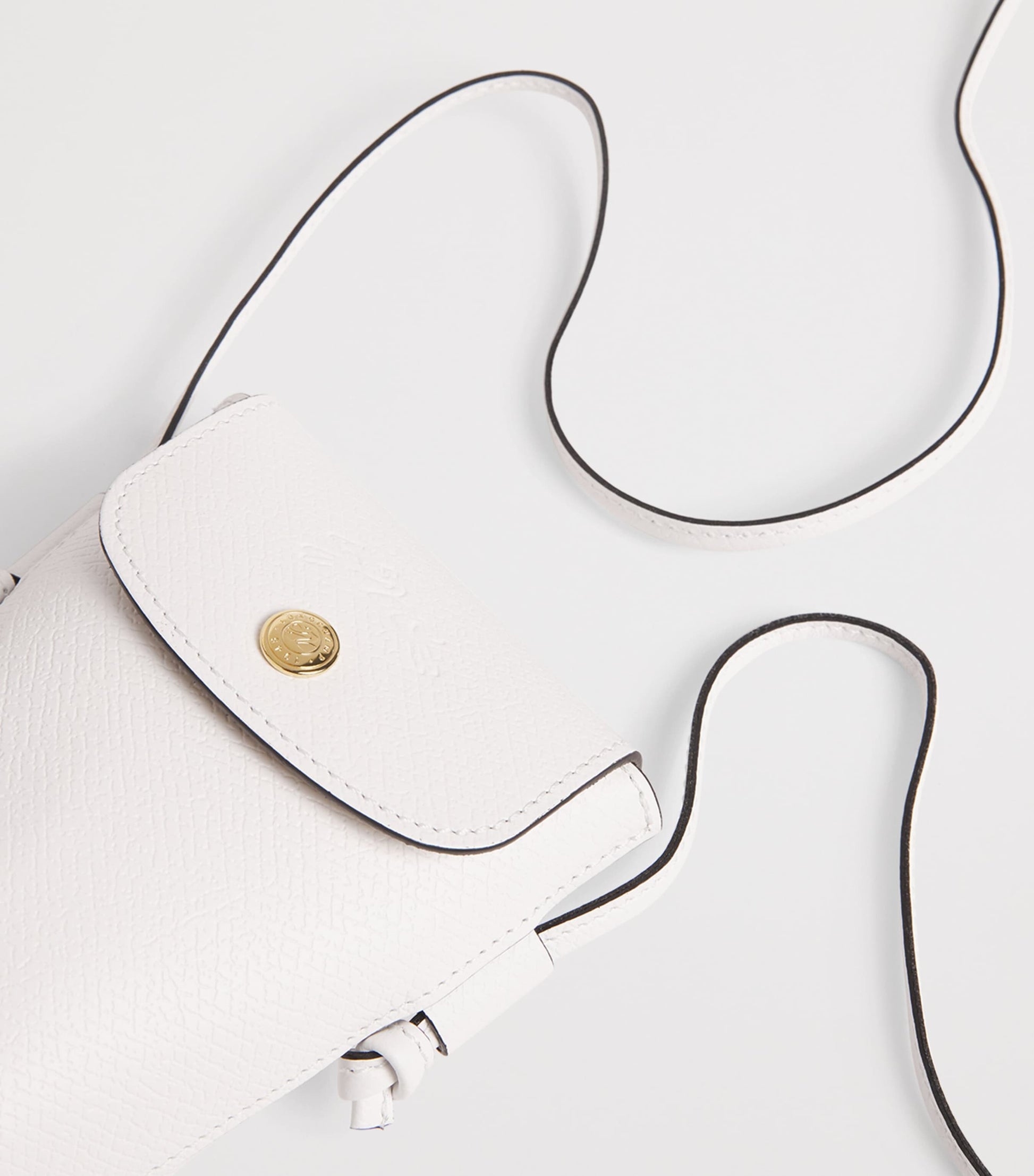 Longchamp White Leather Épure Phone Case with Strap