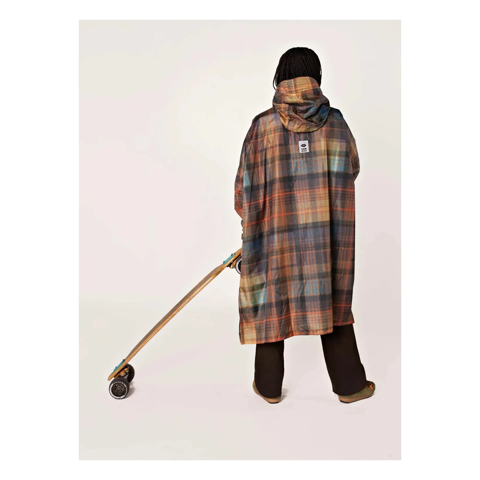 Rainkiss - Tartan raincoat cape - Women's collection | Orange
