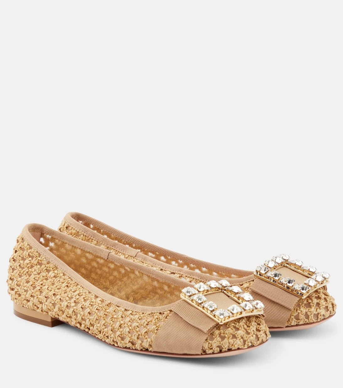 Roger Vivier - Très Vivier raffia-effect ballet flats