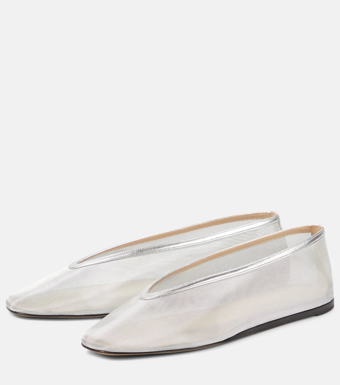 Le Monde Béryl - Luna leather-trimmed mesh ballet flats