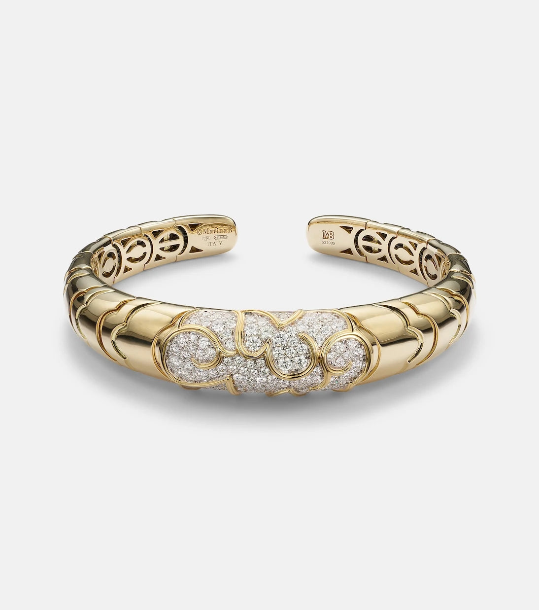 Marina B - Onda 18kt gold bangle with diamonds