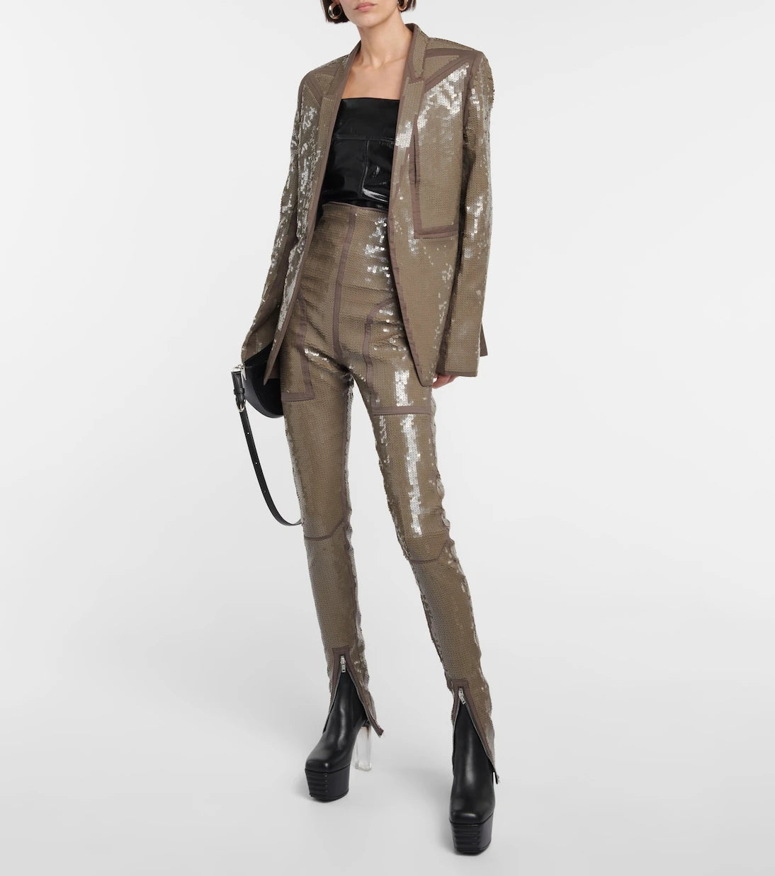Rick Owens - Sequined single-breasted cotton blazer