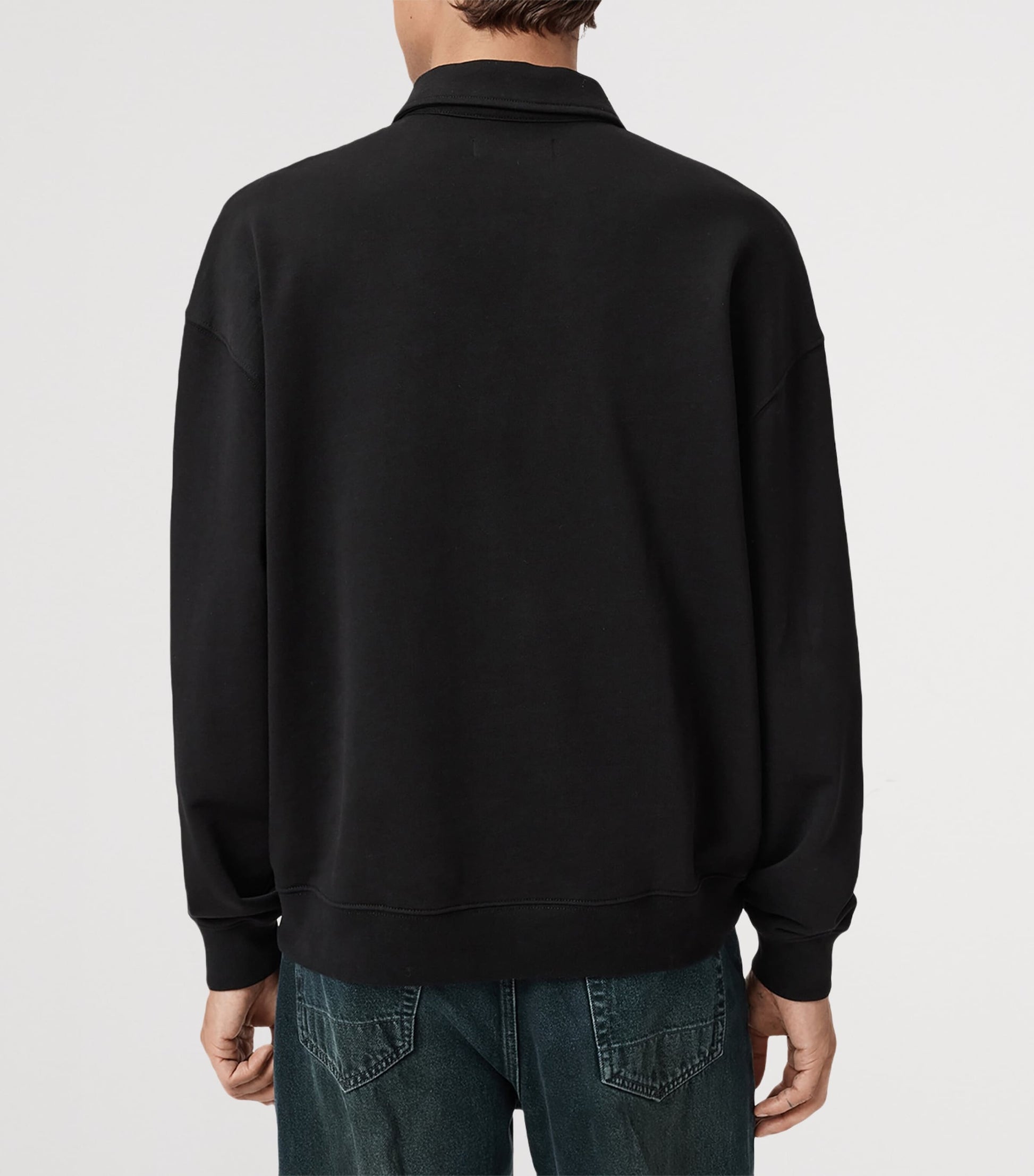 Black Cotton Xander Polo Sweatshirt